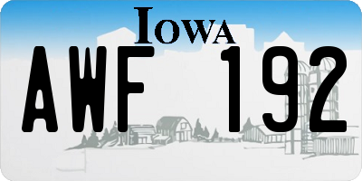 IA license plate AWF192