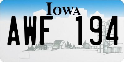 IA license plate AWF194