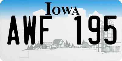 IA license plate AWF195