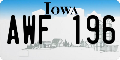 IA license plate AWF196