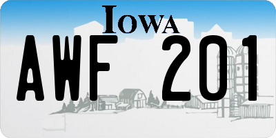 IA license plate AWF201