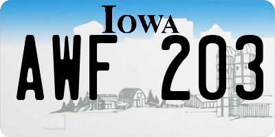 IA license plate AWF203