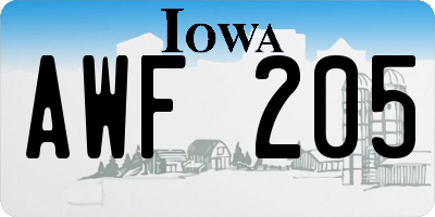 IA license plate AWF205