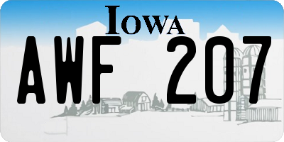 IA license plate AWF207
