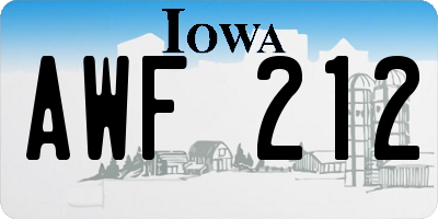 IA license plate AWF212