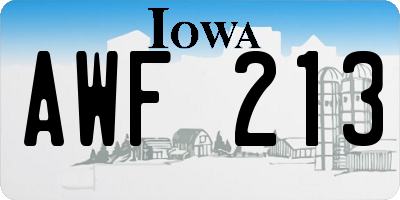 IA license plate AWF213
