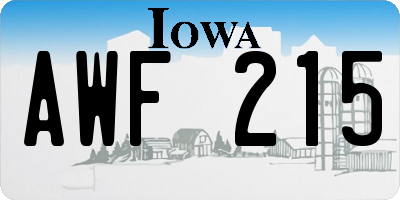 IA license plate AWF215