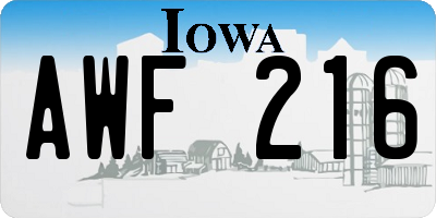 IA license plate AWF216
