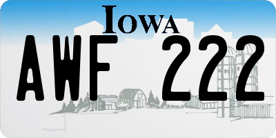 IA license plate AWF222