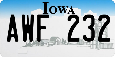 IA license plate AWF232