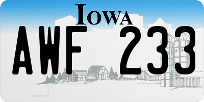 IA license plate AWF233