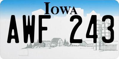 IA license plate AWF243
