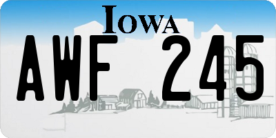IA license plate AWF245