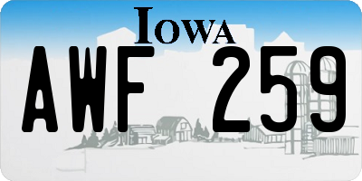IA license plate AWF259