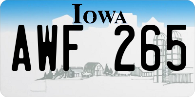 IA license plate AWF265