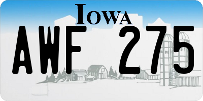 IA license plate AWF275