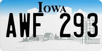 IA license plate AWF293