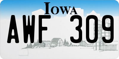 IA license plate AWF309