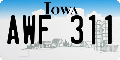 IA license plate AWF311