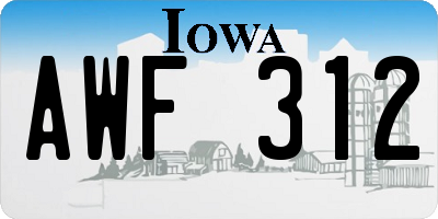 IA license plate AWF312