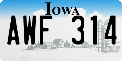 IA license plate AWF314