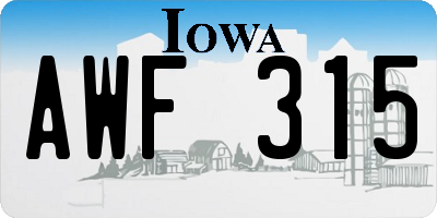 IA license plate AWF315