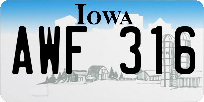 IA license plate AWF316