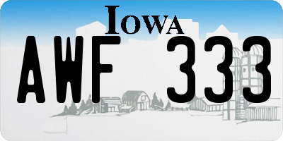 IA license plate AWF333