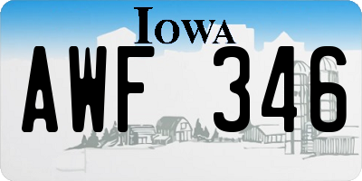 IA license plate AWF346