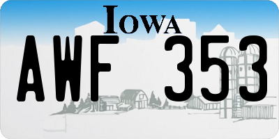 IA license plate AWF353