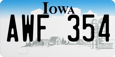 IA license plate AWF354