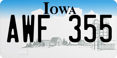 IA license plate AWF355