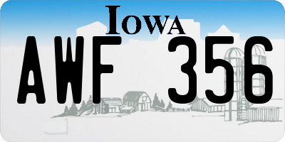IA license plate AWF356