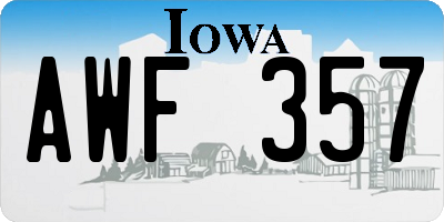 IA license plate AWF357