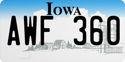 IA license plate AWF360