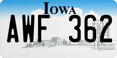 IA license plate AWF362