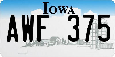 IA license plate AWF375
