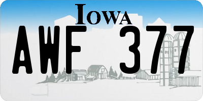 IA license plate AWF377