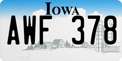 IA license plate AWF378