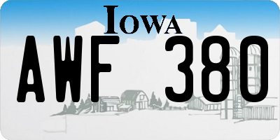 IA license plate AWF380