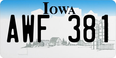 IA license plate AWF381