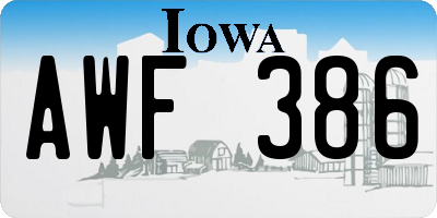 IA license plate AWF386