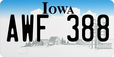 IA license plate AWF388