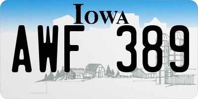 IA license plate AWF389