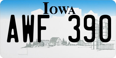 IA license plate AWF390