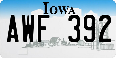 IA license plate AWF392