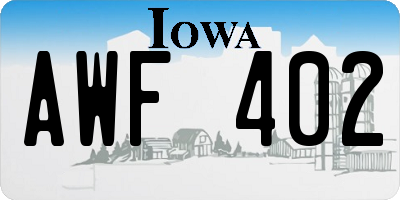 IA license plate AWF402