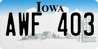 IA license plate AWF403