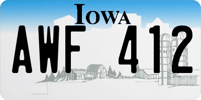 IA license plate AWF412