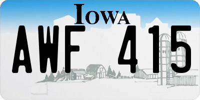 IA license plate AWF415